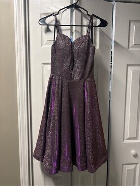 Girls Sparkle Purple Party Dress with Straps